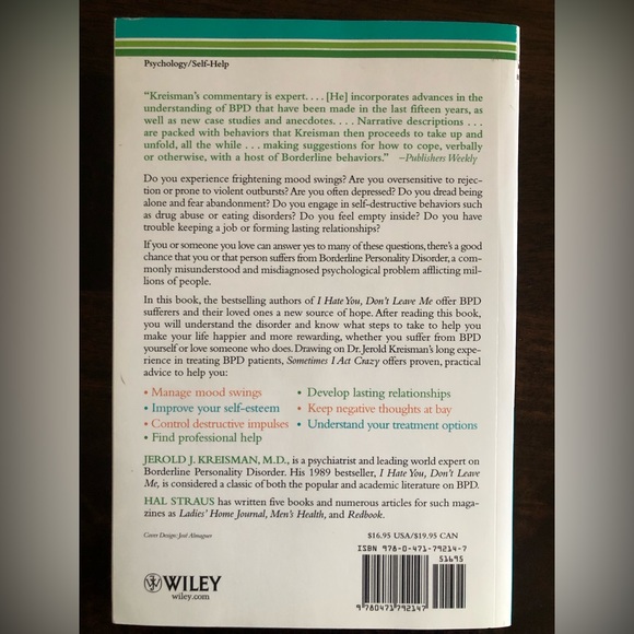 Sometimes I Act Crazy Living w Borderline Personality Disorder New - Picture 2 of 3